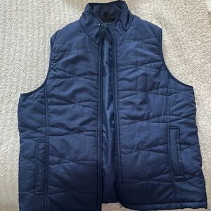 Jane Ashley Blue Quilted Vest with Stand-Up Collar